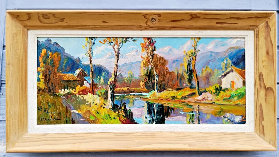 Paul Jouvet 1892-1981. Massif des écrins OISANS. HsP 32x74cm Cadre sapin 47x90cm - Photo 2/4