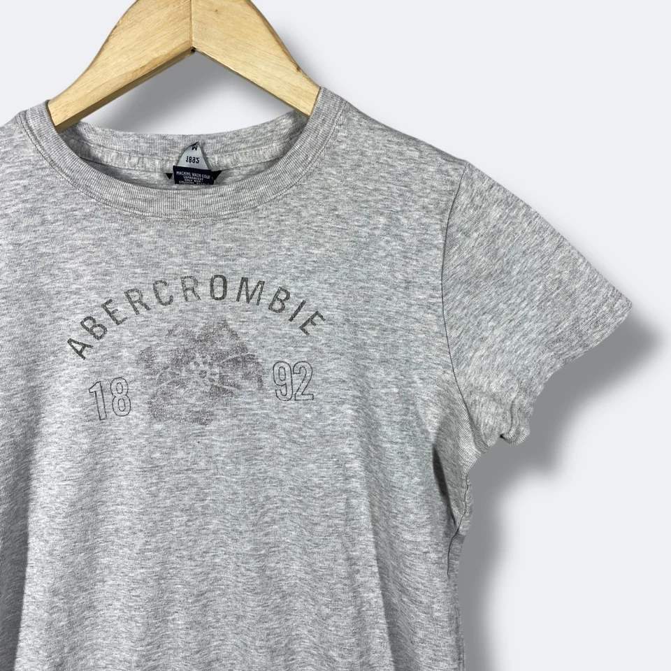Camiseta De Colección Abercrombie Fitch S/s Para Mujer M Gris Hawaiano Floral Y2K Foto 2 de 4