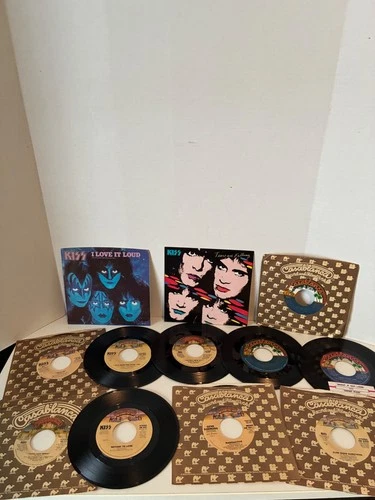 KISS LOT OF 10 45 2 ORIGINAL PIC SLEEVES CASABLANCA LABEL 45'S 1970'S TO 1980'S