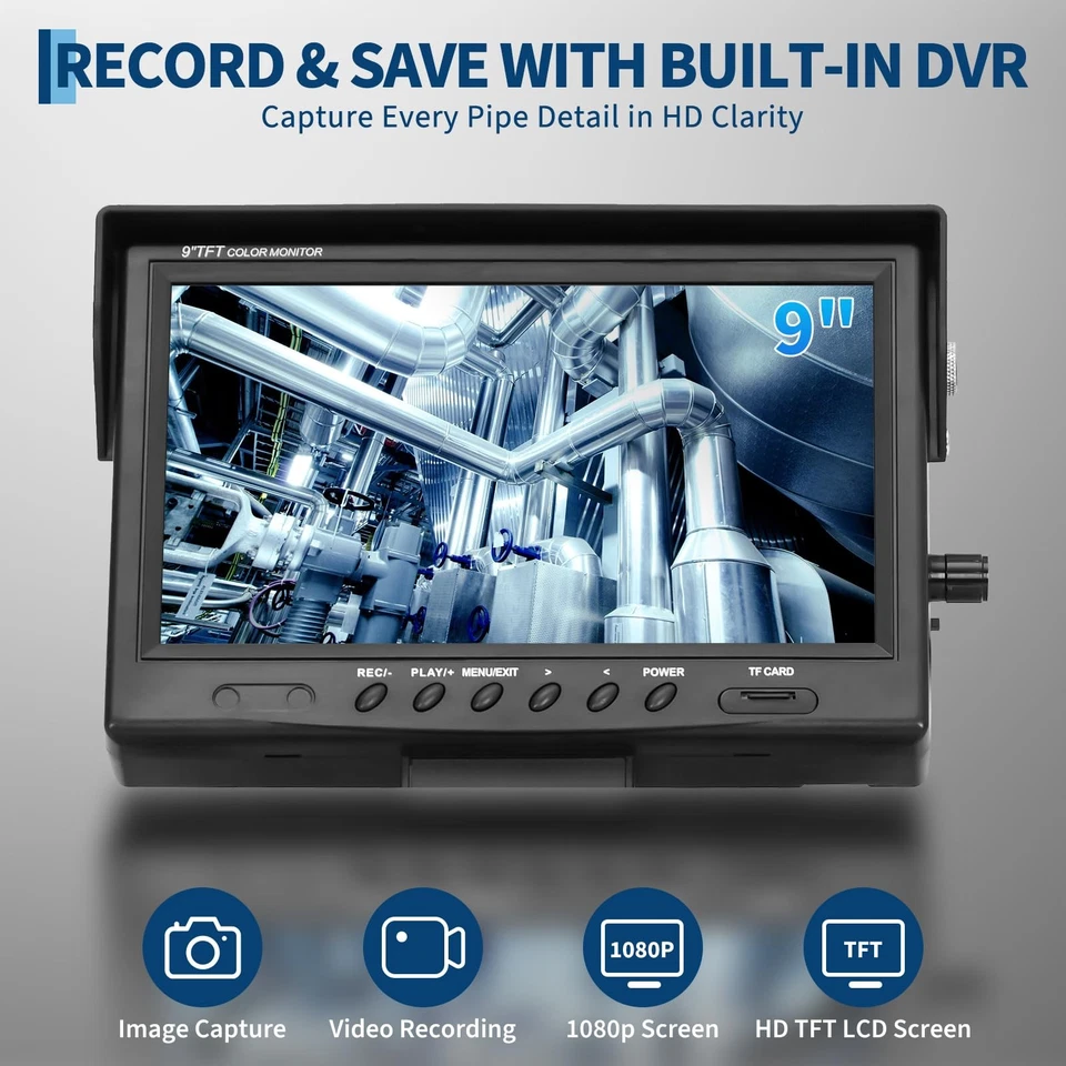 Profi 9" 50m Rohrkamera Kanalkamera Inspektionskamera Endoskop mit SD Karte - Bild 2 von 4