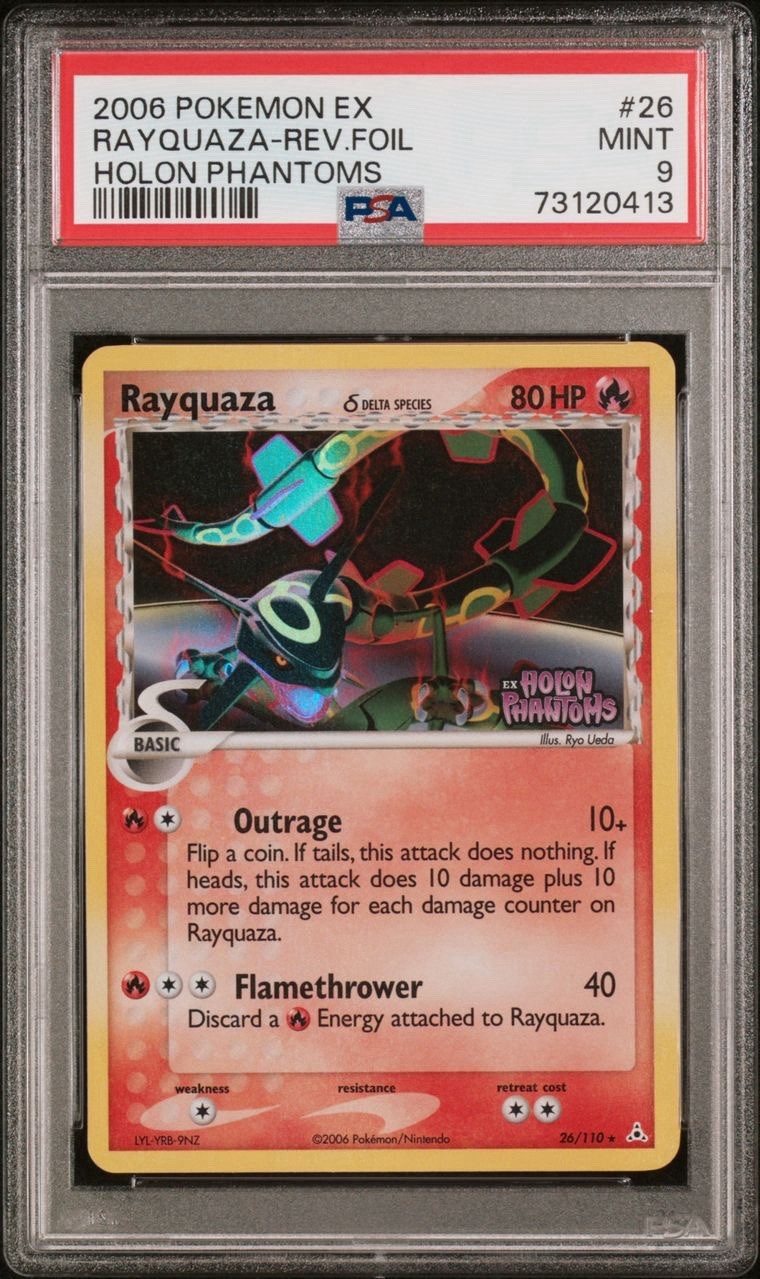 2006 Pokemon EX Holon Phantoms #26 Rayquaza Reverse Foil PSA 9 MINT Stamped