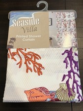 Seaside Villa Coral Reef Fish Shower Curtain Coastal Beach Bathroom Decor New