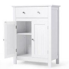 Bathroom Storage Cabinet Free Standing Large Drawer with Adjustable Shelf White