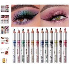 12 Pcs Set of Waterproof Smudge-Proof High-Shine Waterproof Eyeliner Pencil line