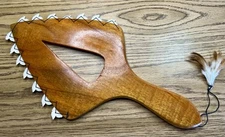 Hawaiian Replica Tribal Albezia Wood War Club Weapon with Shark Teeth 16”