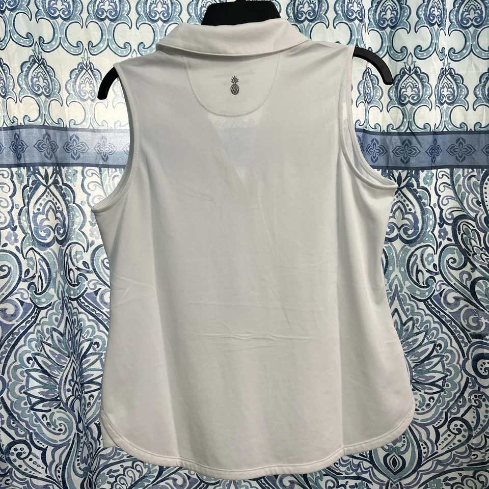 Camisa Tommy Bahama Island Zone para mujer talla M blanca rendimiento golf sin mangas Foto 3 de 4