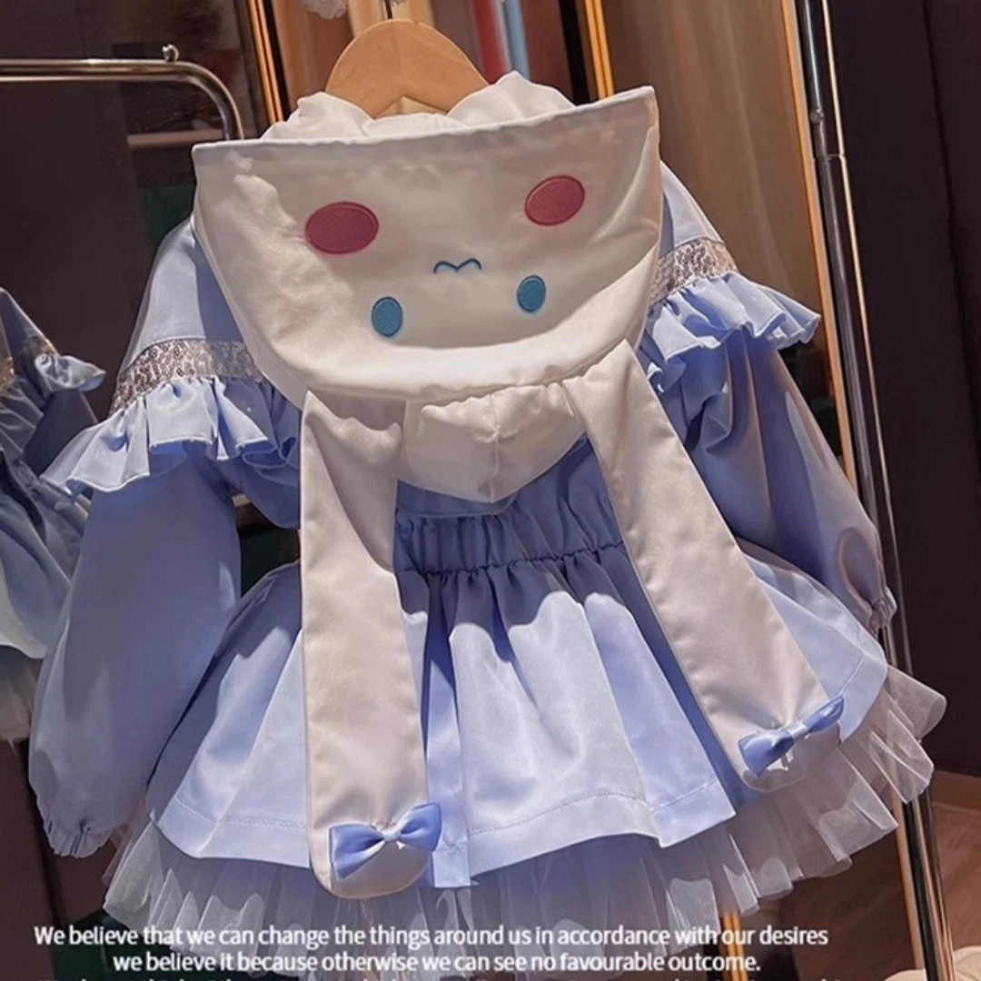 Cartoon Cinnamoroll Coat Blue Hooded Pullover New Kids Clothing Kids Clothes