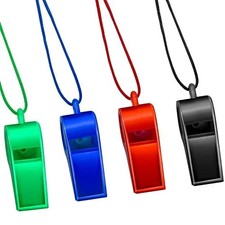 4 Pack Plastic Whistles with Lanyard Great for Coaches Referees Officials