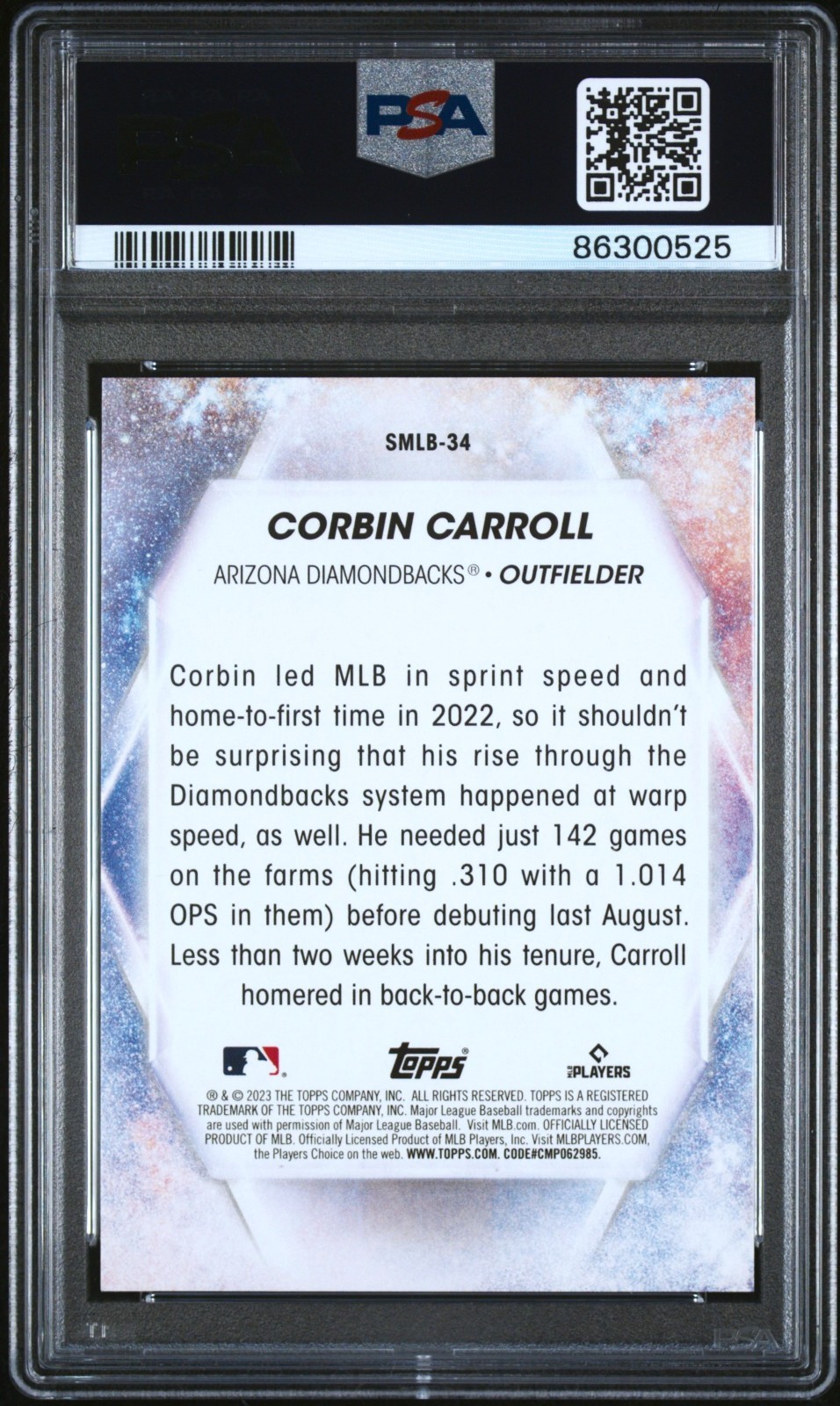 2023 Topps Stars of MLB #SMLB-34 Corbin Carroll (RC) ROOKIE PSA 10 view 2