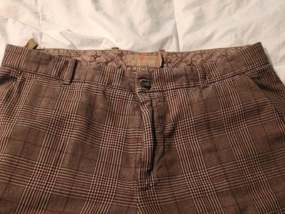 Etro Milano Wool Dress Pants Brown Check Italy Luxury Tailored Trousers 50