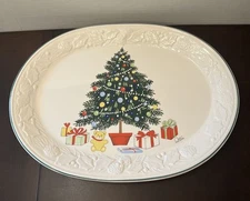 Vintage Himark Japan Happy Holidays Oval Serving Platter 18 x 13" Christmas Tree