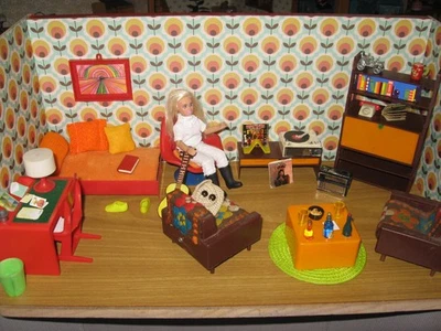 Modella Möbel 70er Jugendzimmer für Puppenhaus,Puppenmöbel - Bild 1 von 4