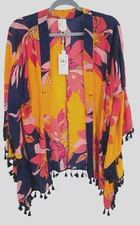 Trina Turk Swimsuit Cover Up Kimono Floral Breeze Tassel Open Front One Size