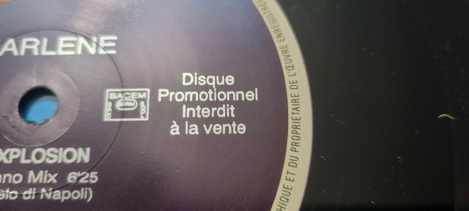Disque Maxi 45 Tours Vinyle 12'' Promotionnel Marlène Explosion 1993 techno danc - Photo 4/4