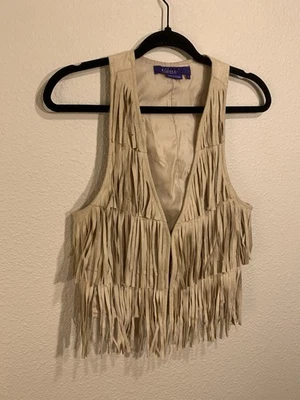 Y2k Suede Fringe Miley Cyrus Vest Size Large! So Fun!! - Image 1 of 4