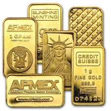 1 gram Gold Bar - Secondary Market .9999 Fine Gold - Design Varies