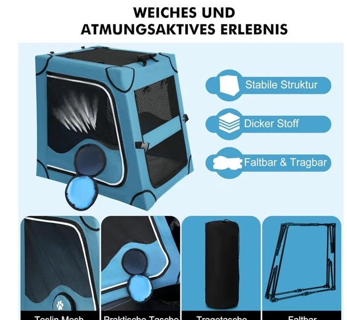 Faltbare Hundetransportbox Rückbank – stabile Auto-Reisebox mit Metallrahmen - Bild 4 von 4