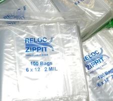 6x12 Reloc Zippit Reclosable 2mil Clear 6" x 12" Zip Seal Lock Bags 400 Pcs