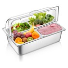 Countertop Food Serving Display Container Clear Roll Top Cover Steel Insulation