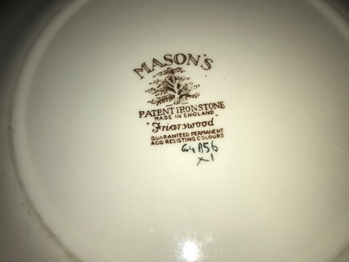 MASON'S IRONSTONE FRIERSWOOD PATTERN DINNER PLATE 10.5” ACROSS - Picture 3 of 3