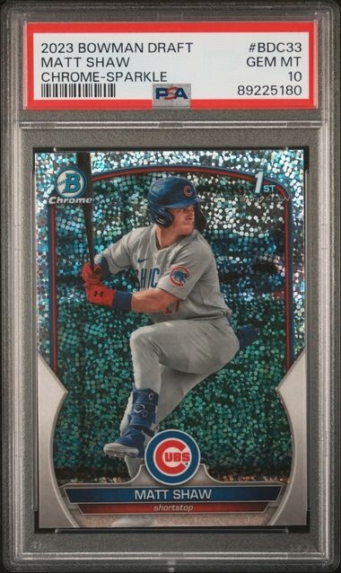 Matt Shaw PSA 10 2023 Bowman Chrome Draft Sparkle Cubs 1st Bowman Chrome