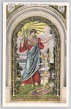 Minerva Library of Congress Mural Washington DC Vintage Postcard