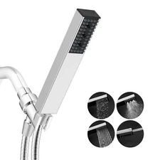 Square Hand Held Wand Shower Head High Pressure Handheld Spray Stainless Steel