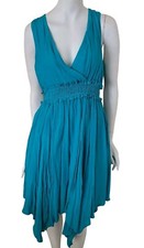 Wishlist Apparel Women's Dress Size Medium Teal Sleeveless Pullover Smocked New