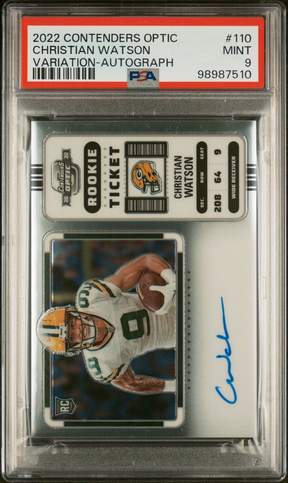 2022 CONTENDERS OPTIC VARIATION -AUTO #110 CHRISTIAN WATSON PSA 9