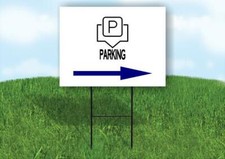 PARKING BLUE ARROW RIGHT Yard Sign Road with Stand LAWN SIGN Single sided