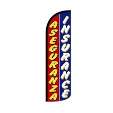 Aseguranza Insurance Swooper Flutter Windless Feather Flag  3ft W x 11.5ft Tall