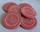 Vintage Lot of 6 Old CLAY POKER CHIPS Red with DOG Retriever Lab Hound — photo 3