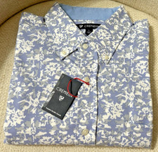 NWT Cremieux size L blue grey white short sleeve button down shirt mens