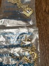 2 New Harriet Carter Necklaces  Genuine Sapphire 24 K Gold Electroplated