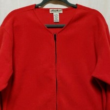 Eddie Bauer Womens Sz M Fleece Jacket Red Full Zip Lightweight Long Sleeve EUC