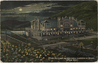 Farb-Postkarte Der Pavillon in Columbia Gardens bei Nacht Butte Mont Keefe Bros