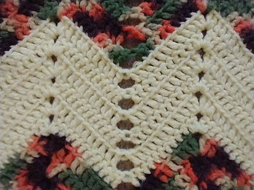 Hand Made Crochet Boho Chevron Yellow Through Blanket Rug 37"x70" - Picture 3 of 7