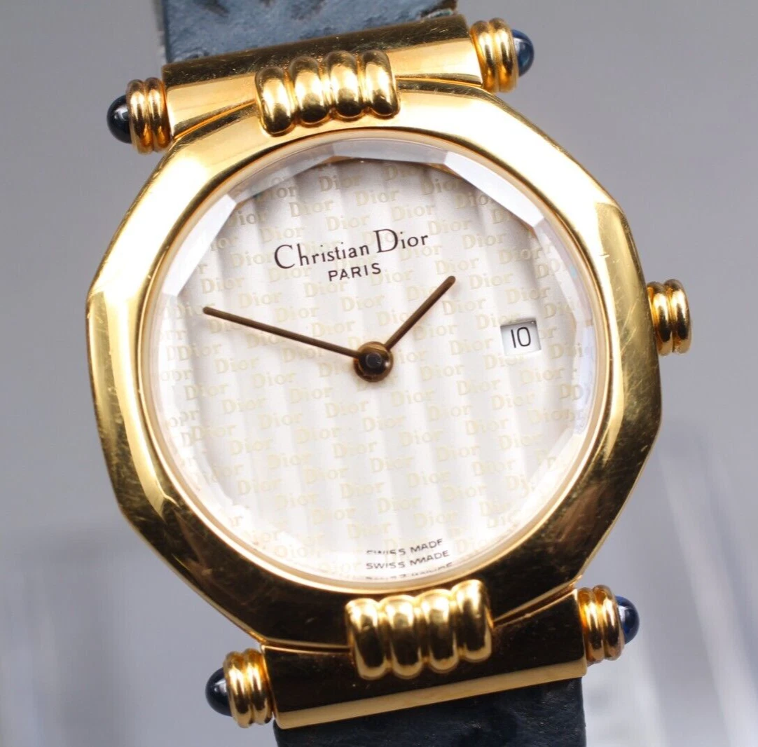 【PRESQUE COMME NEUVE】Montre femme Christian Dior 64151 plaqué or octogonal quartz