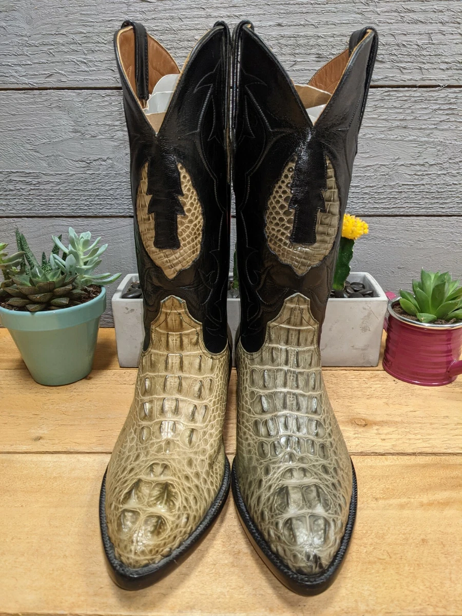 Men's Cowboy Western Boots Exotic Handmade Black Jack Size 11 D Alligator  Head