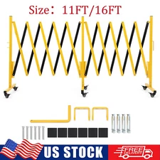 Industrial Expandable Metal Barricade, 11/16 FT Safety Barrier Gate With Casters
