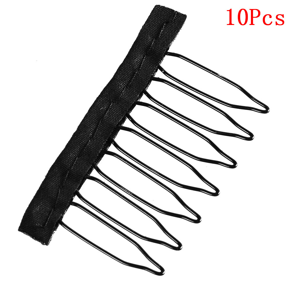 10Pcs comb hair extensions clips steel tooth combs for lace cap wig 7