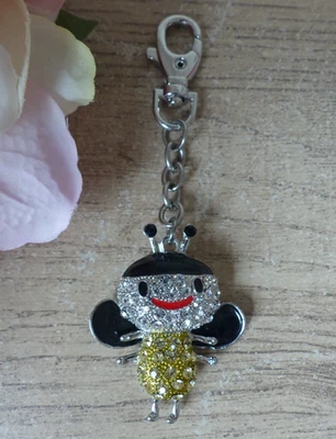 Porte‑clés Abeille Strass en métal couleur argent - Photo 1/4