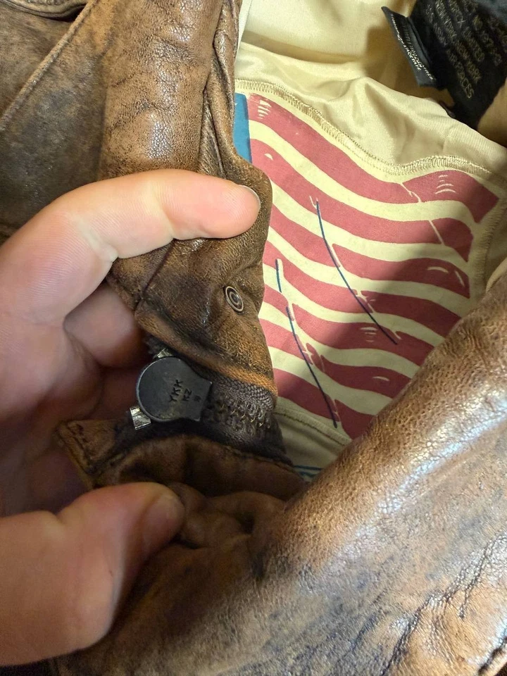 AVIREX 1980's Vintage A-2 Leather Bomber Flight Jacket XS Brown Width - Image 3 of 4