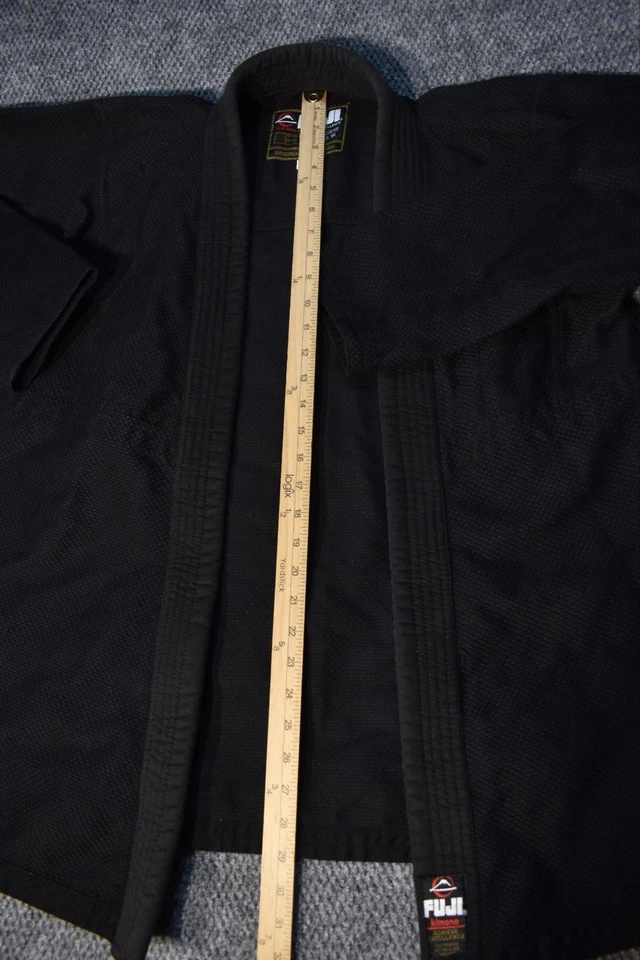 Fuji Gi Mens A2L Black Jiu Jitsu MMA Kimono Top Cotton BJJ Martial Arts Combat - Image 3 of 4