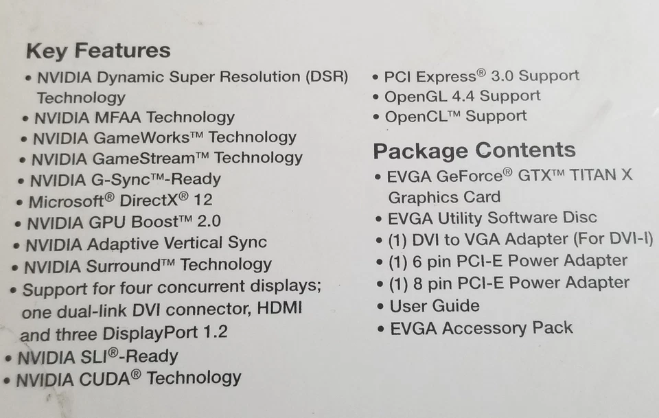 EVGA GeForce GTX TITAN X SC GAMING 12GB Video Card 12G-P4-2992-KR sealed - Image 4 of 4