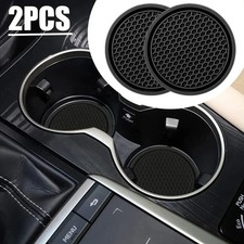 Compatible Car Cup Holder Anti-Slip Silicone Coaster Inserts, Black, 2-Pack
