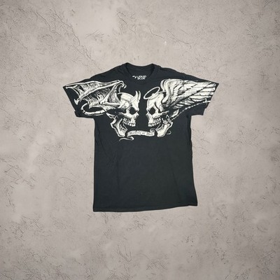 Liquid Blue Heaven or Hell Skull Graphic Tee Black M Y2K Mall Goth Skater Shirt