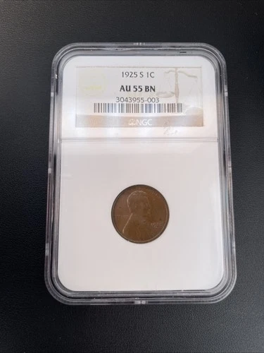 1925 S NGC AU 55 BN LINCOLN WHEAT CENT 1C