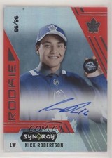 2020 Upper Deck Synergy Rookie Portrait Red 98/99 Nick Robertson #A-133 Auto 4rs