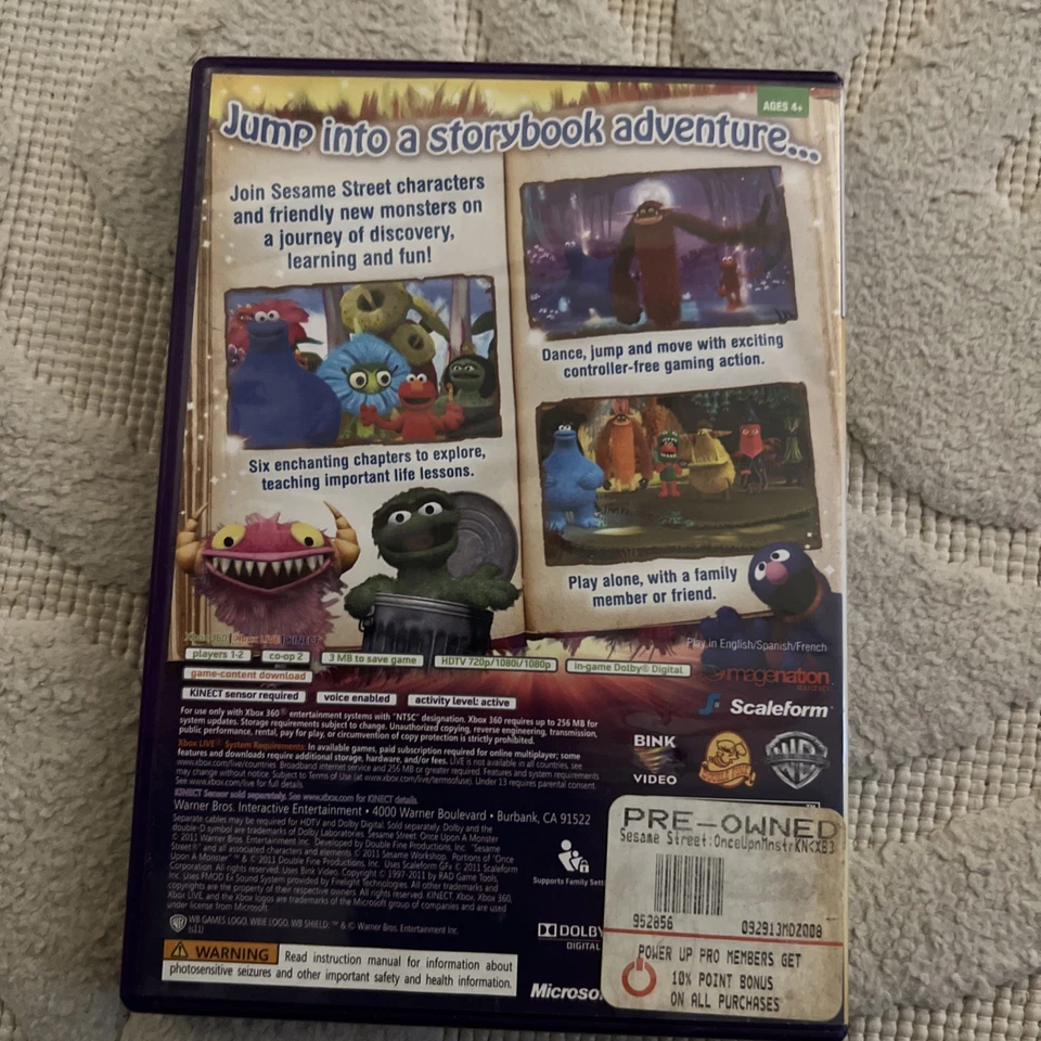 Sesame Street Once Upon A Monster Microsoft Xbox 360 Complete W/ Manual (TESTED) - Image 3 of 3